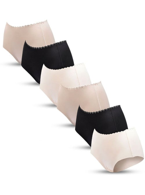 Pack de 6 Bragas Mujer Moldeadoras Invisibles Encaje y Laser OZABI - Kiabi