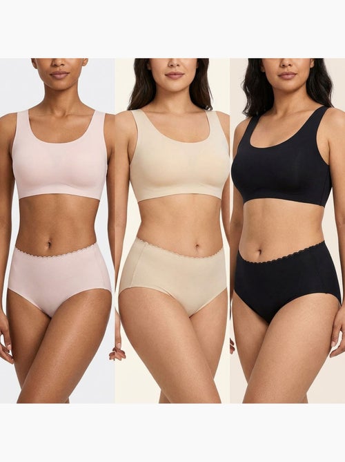 Pack de 6 Bragas Mujer Moldeadoras Invisibles Encaje y Laser OZABI - Kiabi