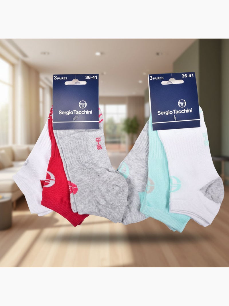 Pack de 6 calcetines cortos mujer sneaker SERGIO TACCHINI Blanco Rosa - Kiabi