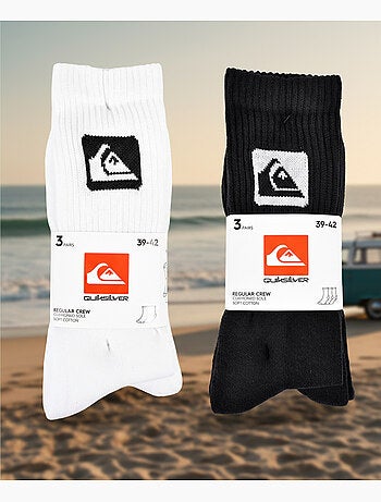 Pack de 6 calcetines hombre Crew Quiksilver deportivos acolchados