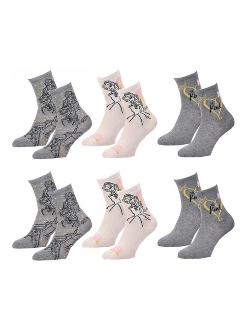 Pack de 6 calcetines niña PRINCESAS DISNEY - Kiabi
