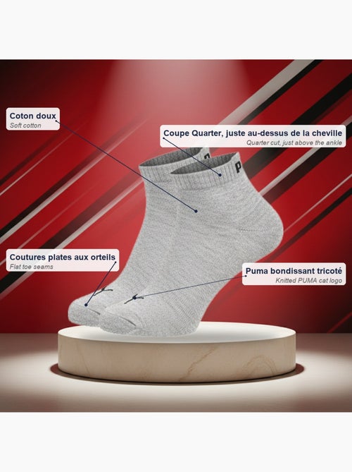 Pack de 6 calcetines puma unisex quarter algodón suave - Kiabi Pack de 6 calcetines puma unisex quarter algodón suave - Kiabi