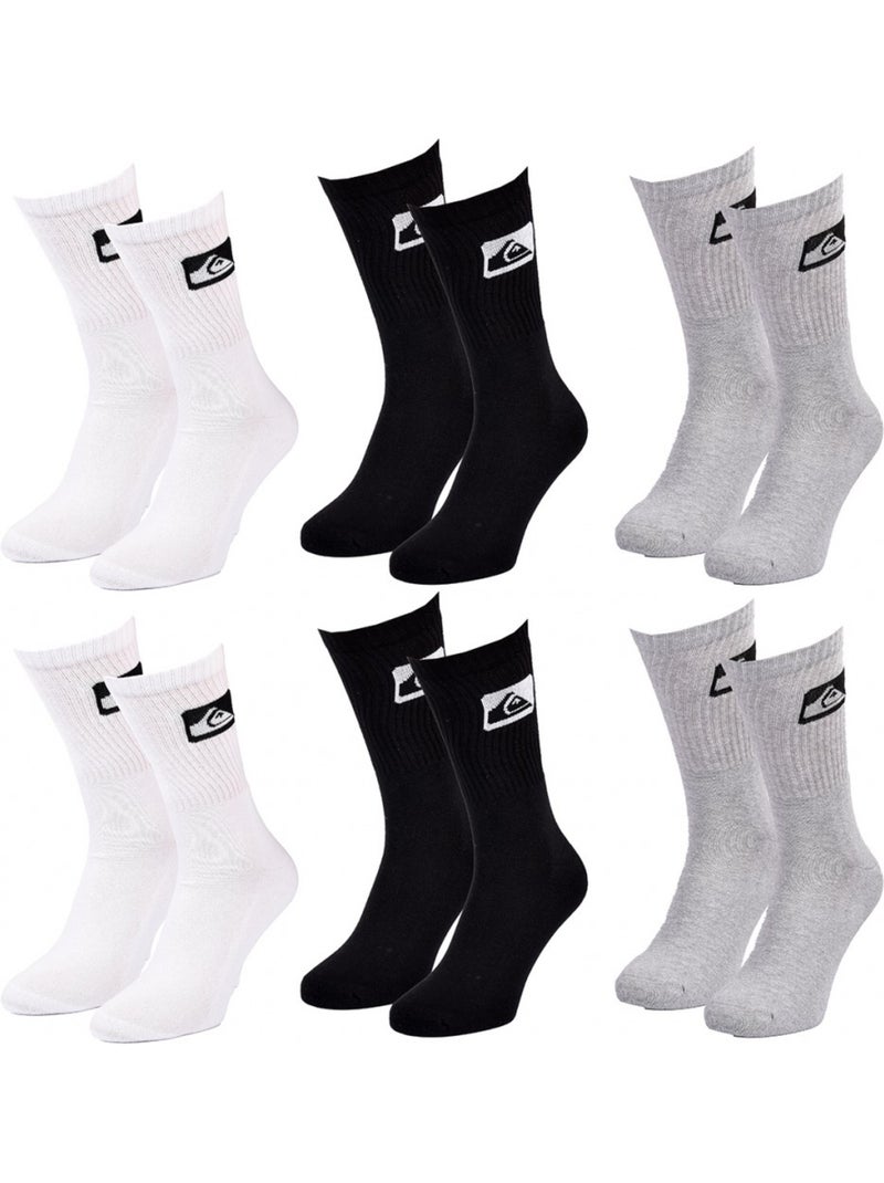 Pack de 6 calcetines QUIKSILVER acolchados crew Blanco Negro Gris - Kiabi