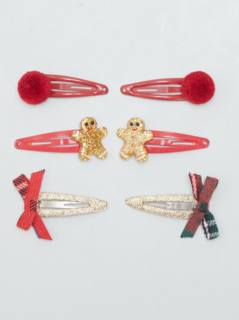Pack de 6 horquillas 'Navidad' ROJO - Kiabi