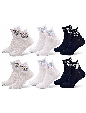 Pack de 6 pares calcetines cortos quarter ROXY