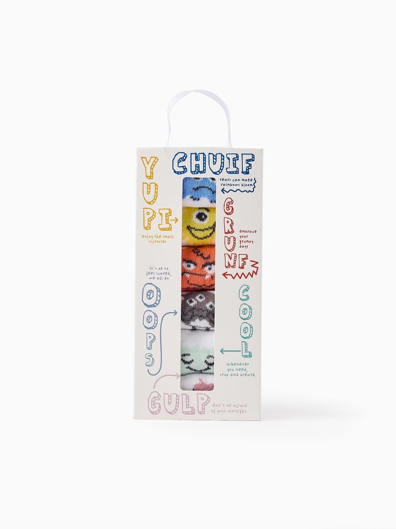 Pack de 6 pares de calcetines 'emociones' Blanco - Kiabi