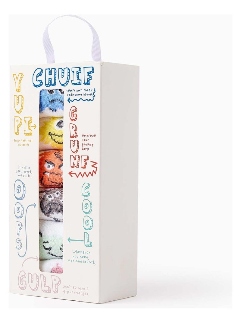 Pack de 6 pares de calcetines 'emociones' Blanco - Kiabi