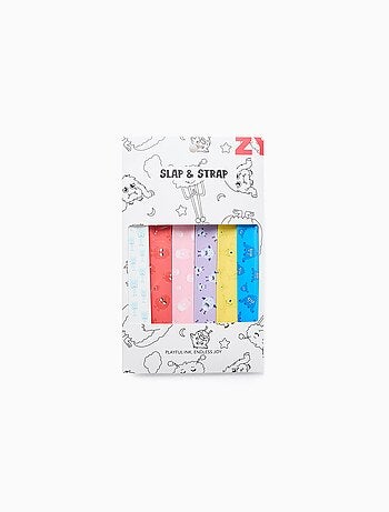 Pack de 6 pulseras slap & strap con motivo emociones