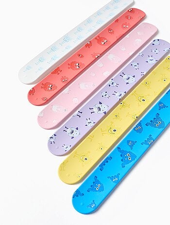 Pack de 6 pulseras slap & strap con motivo emociones