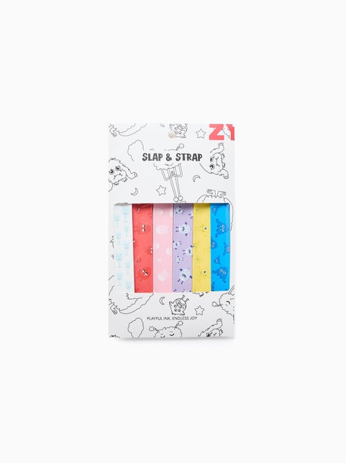 Pack de 6 pulseras slap & strap con motivo emociones - Kiabi