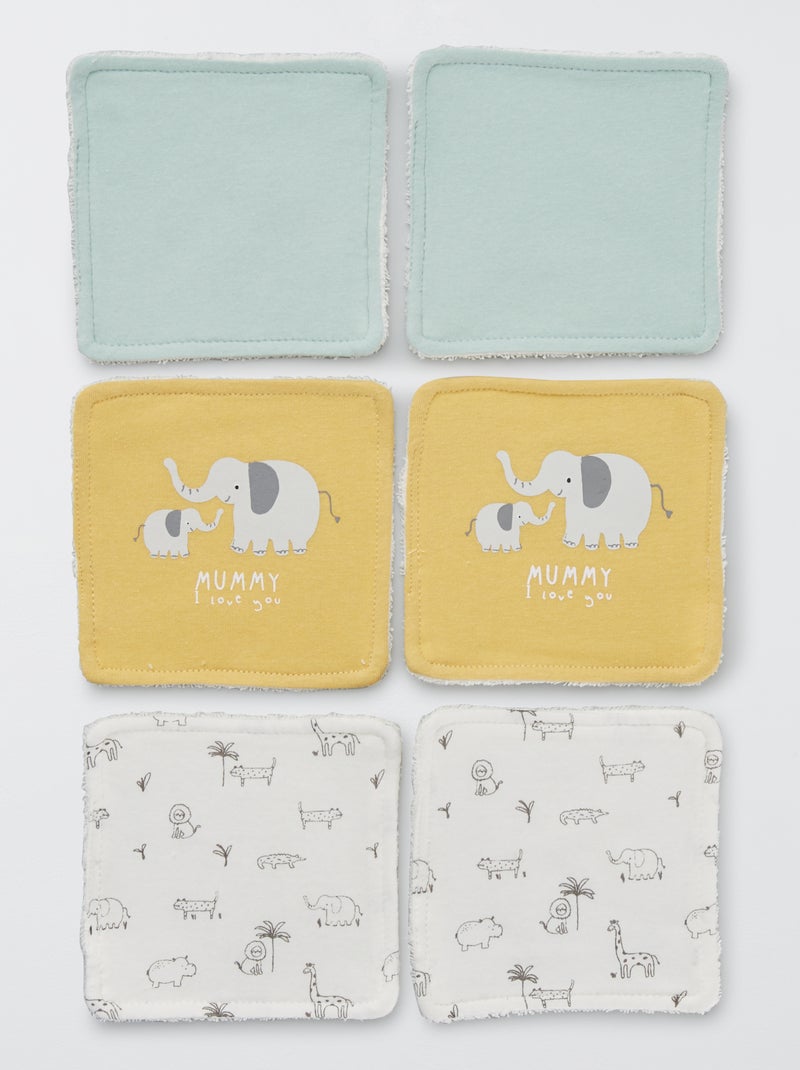 Pack de 6 toallitas lavables elefante - Kiabi