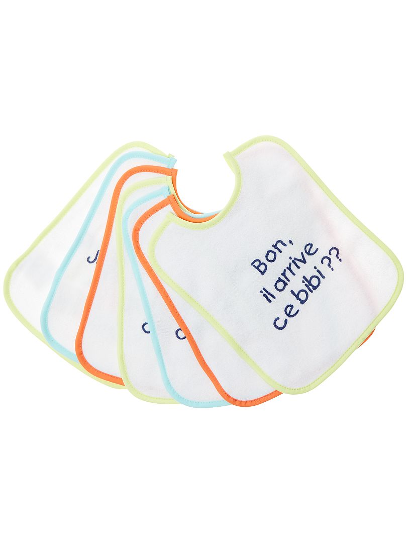 Pack de 7 baberos con mensaje multicolor - Kiabi