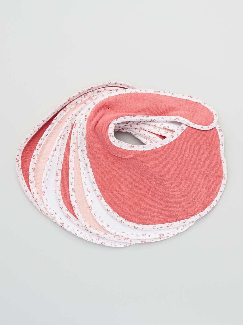 Pack de 7 baberos de rizo con velcro ROSA - Kiabi