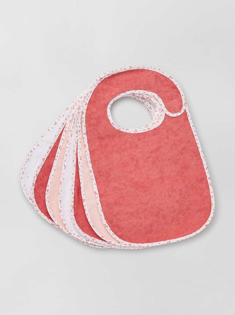 Pack de 7 baberos de rizo forrados ROSA - Kiabi