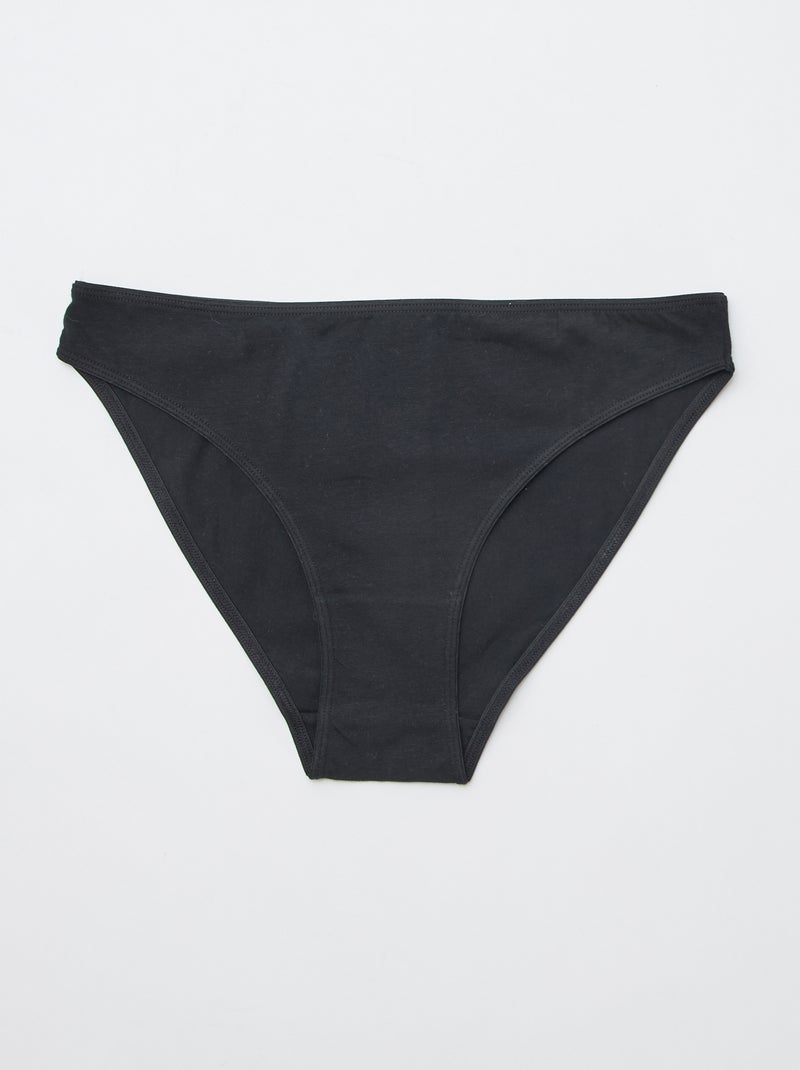Pack de 7 braguitas de algodón Negro - Kiabi