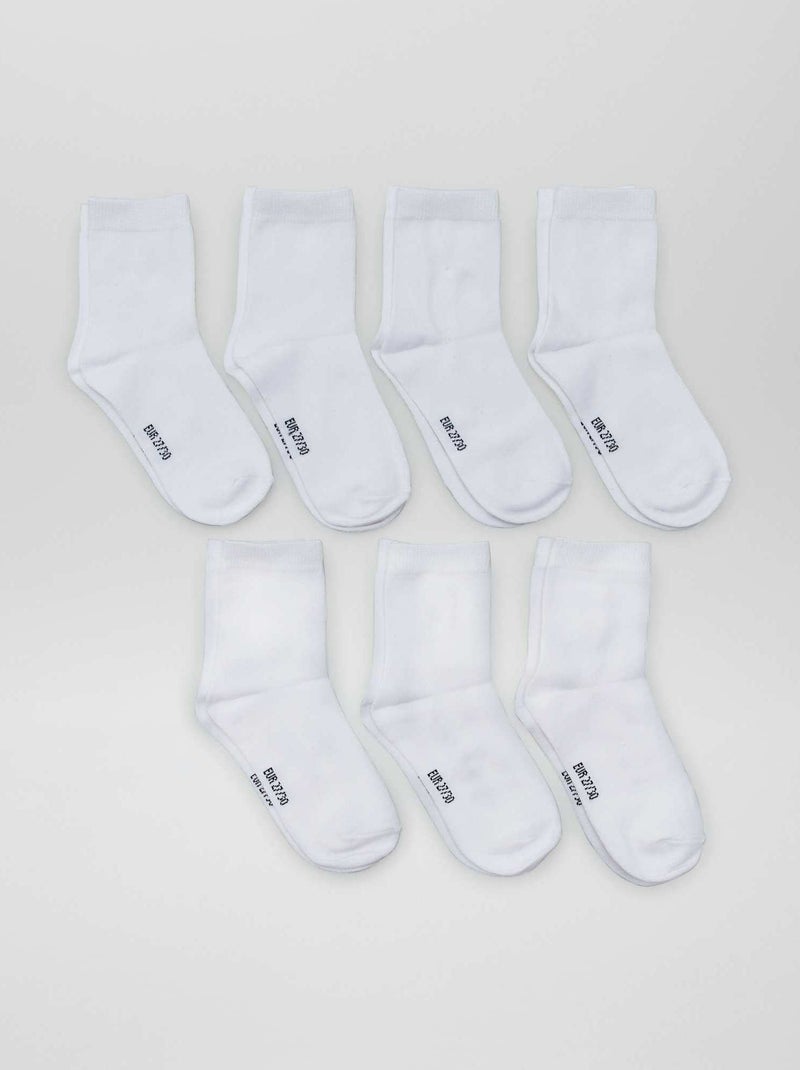 Pack de 7 pares de calcetines blanco - Kiabi