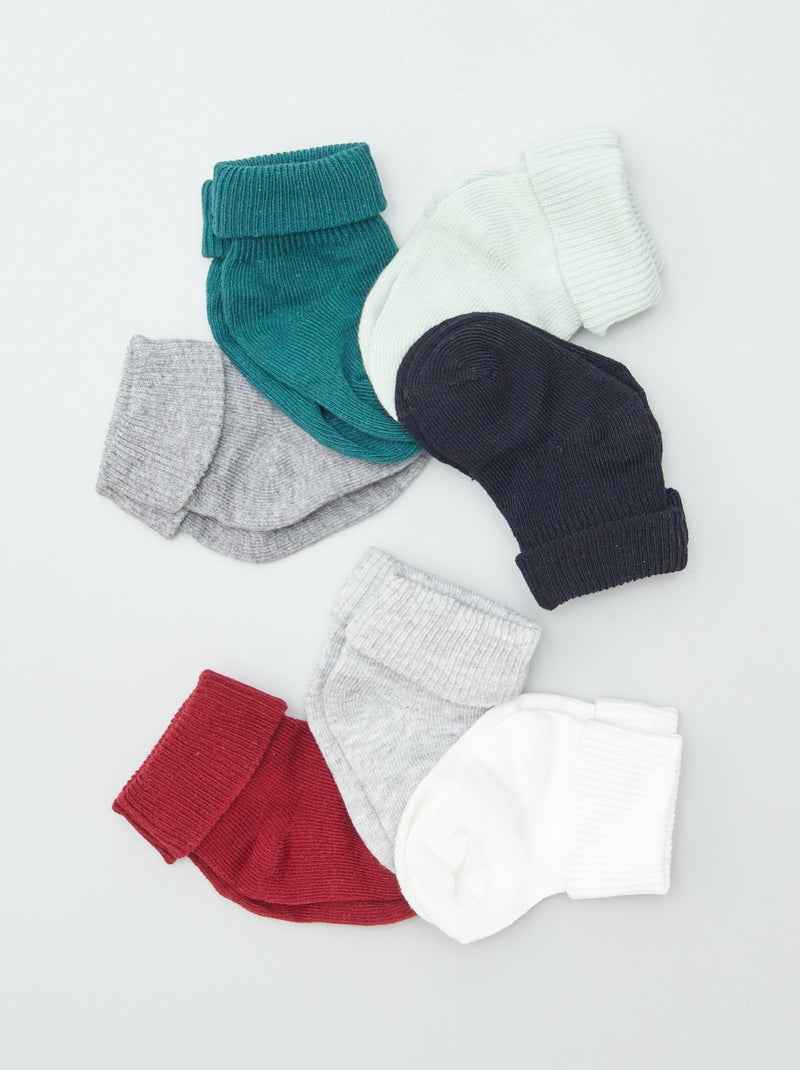 Pack de 7 pares de calcetines de canalé AZUL - Kiabi