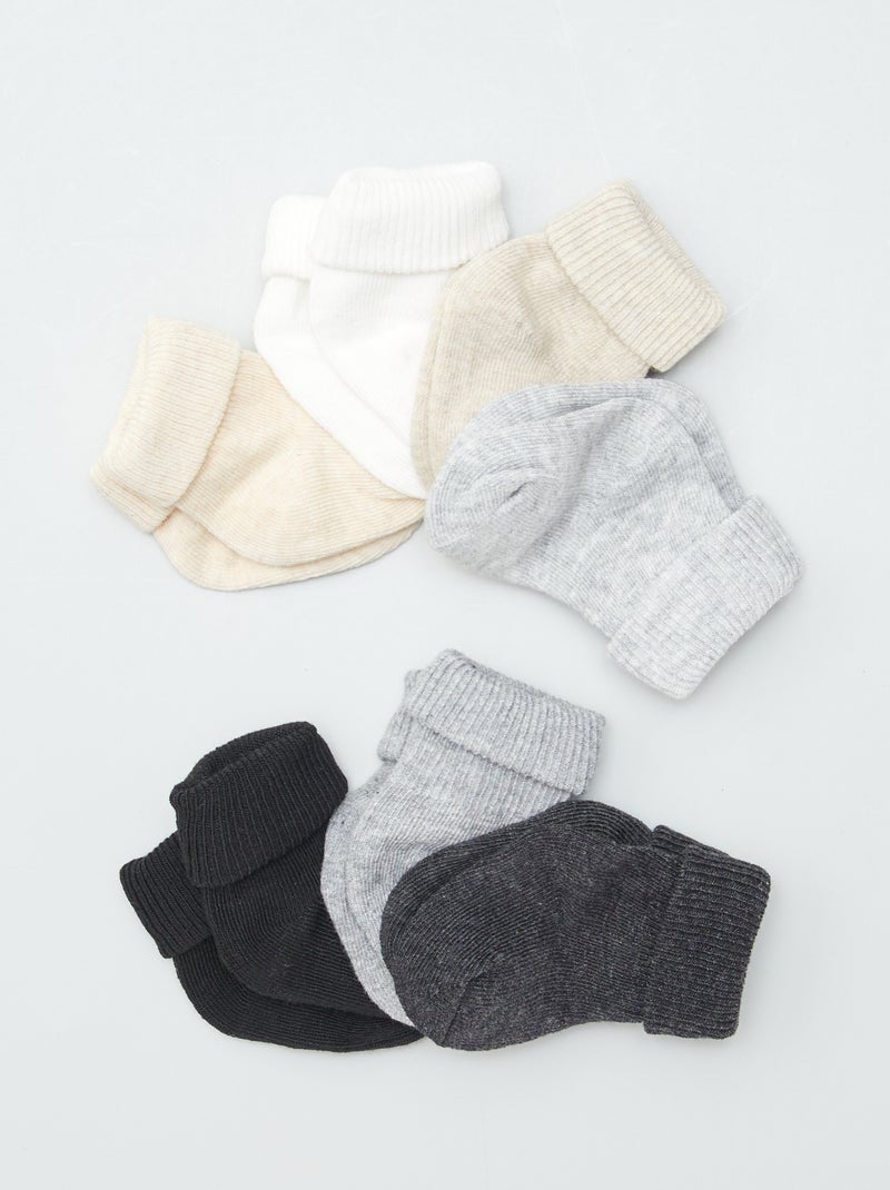 Pack de 7 pares de calcetines de canalé BEIGE - Kiabi