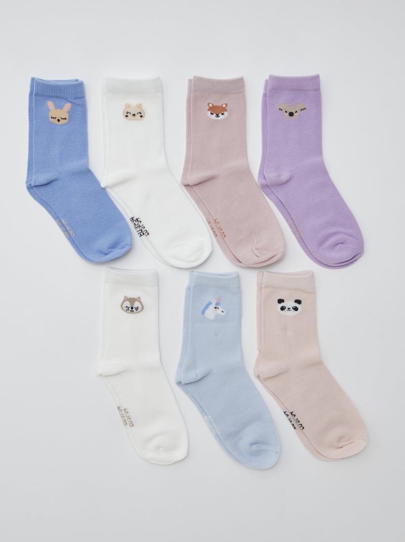 Pack de 7 pares de calcetines de media caña Azul - Kiabi