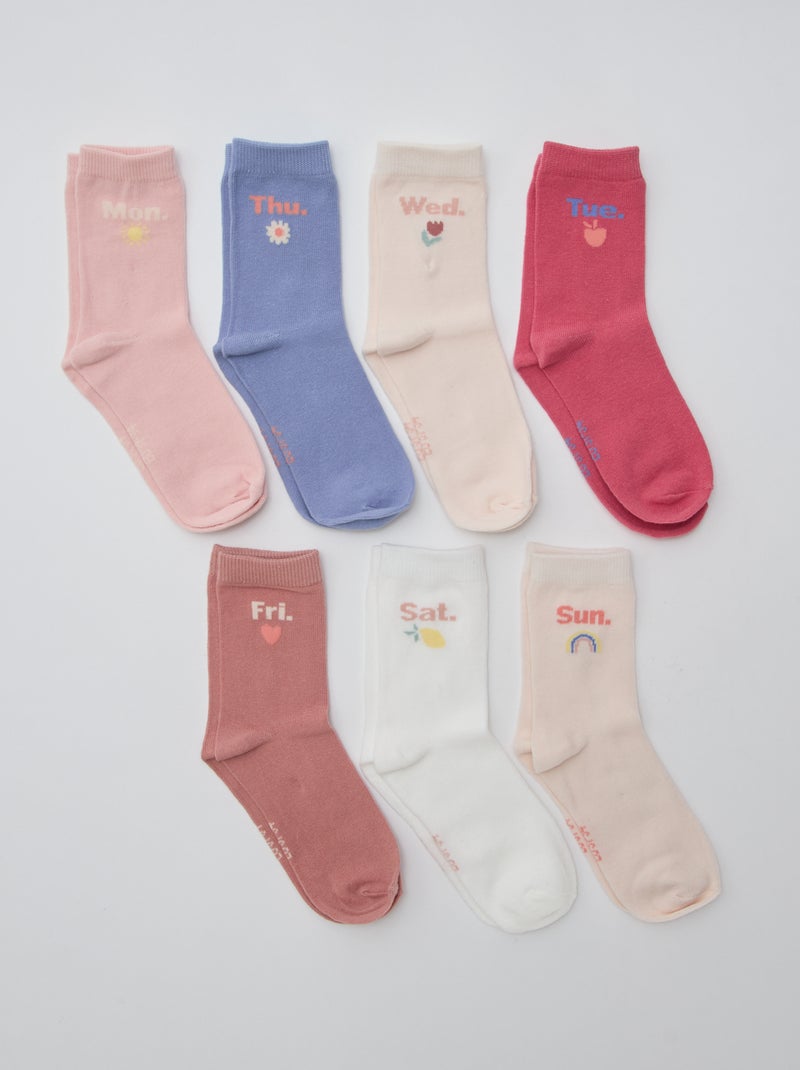 Pack de 7 pares de calcetines de media caña Rosa - Kiabi