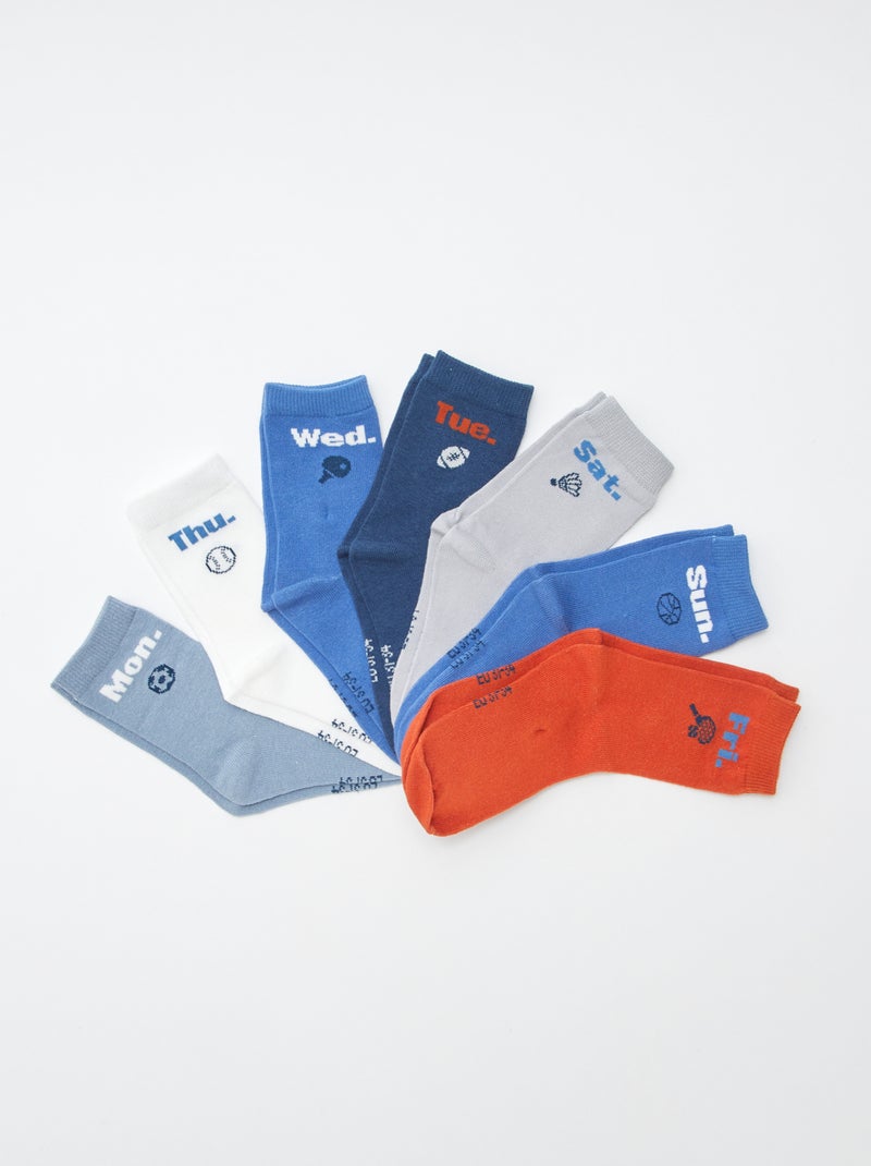 Pack de 7 pares de calcetines estampados Azul - Kiabi