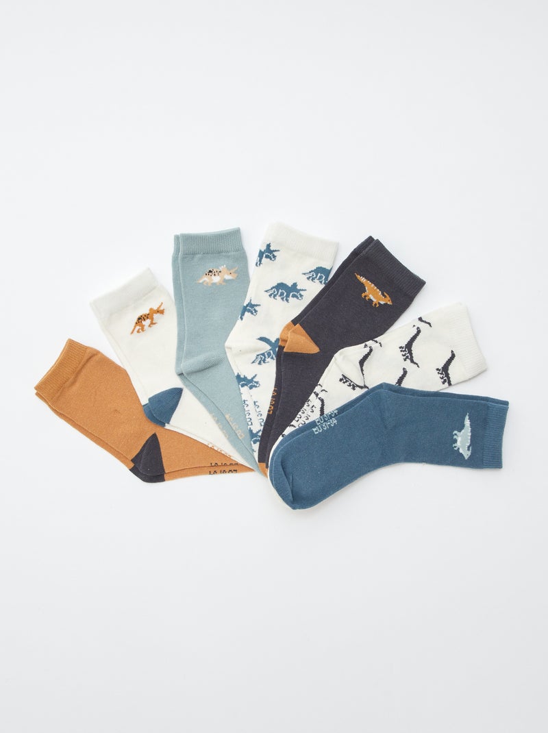 Pack de 7 pares de calcetines estampados Beige - Kiabi