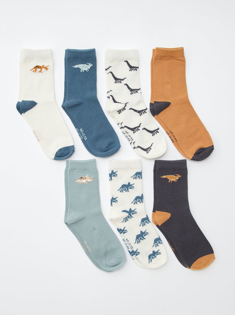 Pack de 7 pares de calcetines estampados Beige - Kiabi