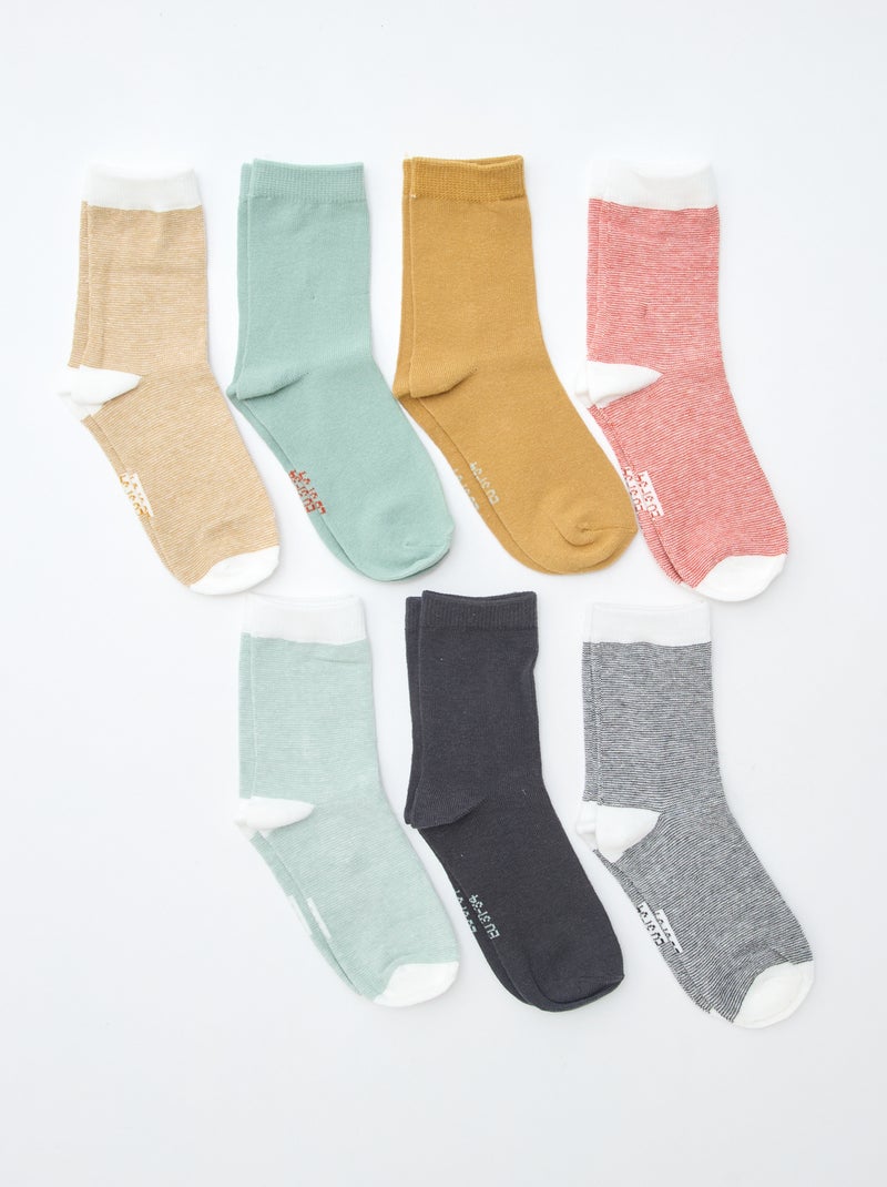 Pack de 7 pares de calcetines estampados Marron - Kiabi