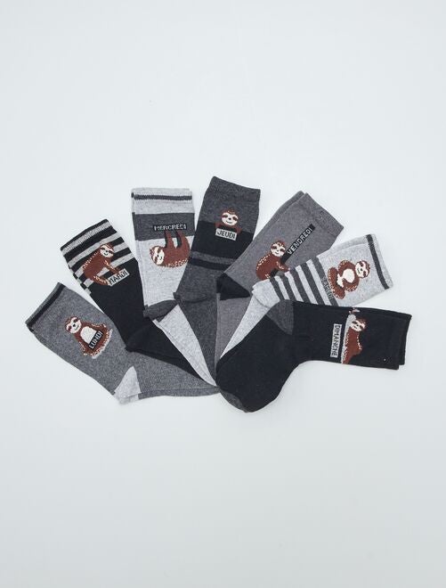 Pack de 7 pares de calcetines estampados 'perezoso' - Kiabi