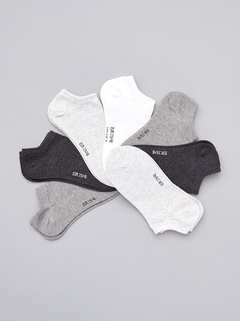 Pack de 7 pares de calcetines invisibles gris - Kiabi