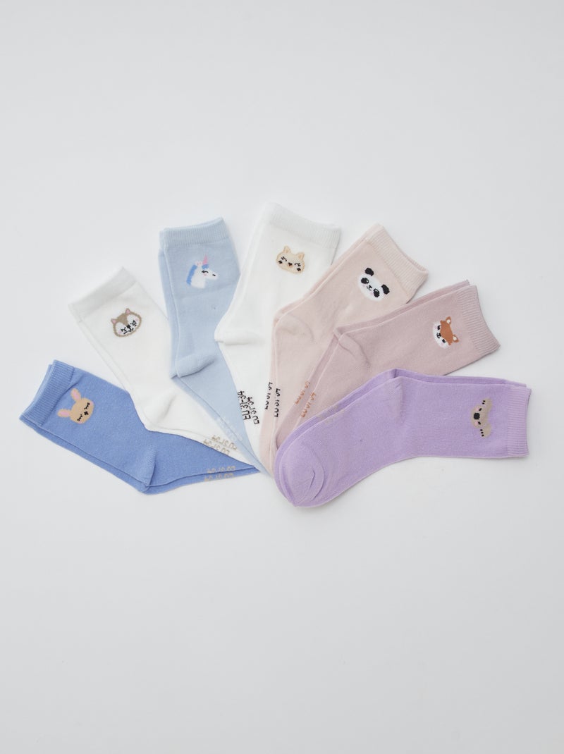 Pack de 7 pares de calcetines largo medio Azul - Kiabi