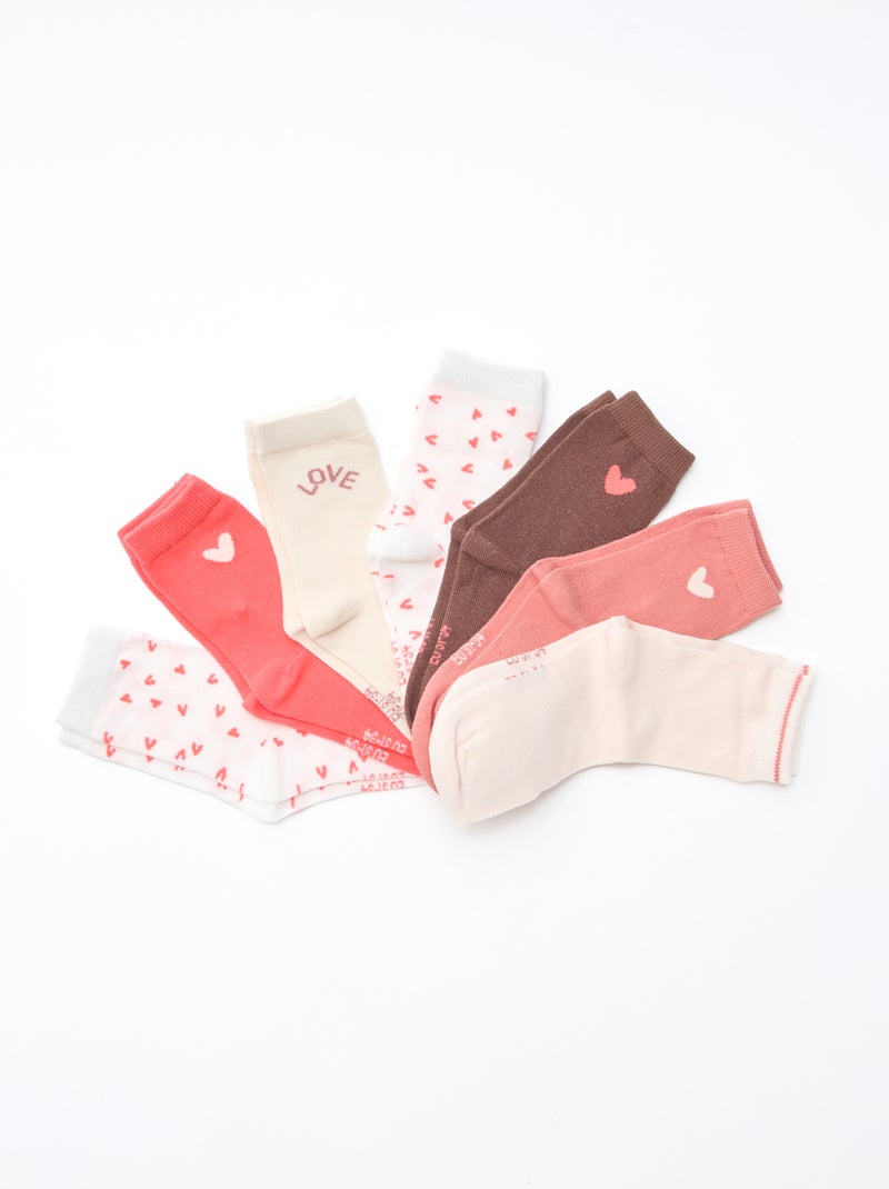Pack de 7 pares de calcetines largo medio Rosa - Kiabi