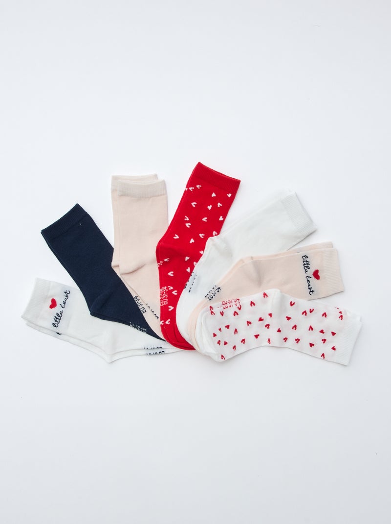 Pack de 7 pares de calcetines largo medio Rosa - Kiabi
