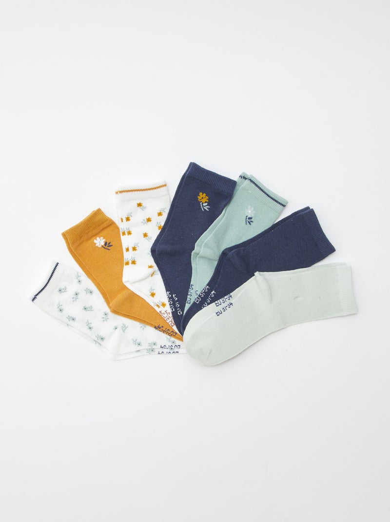Pack de 7 pares de calcetines largo medio Verde - Kiabi