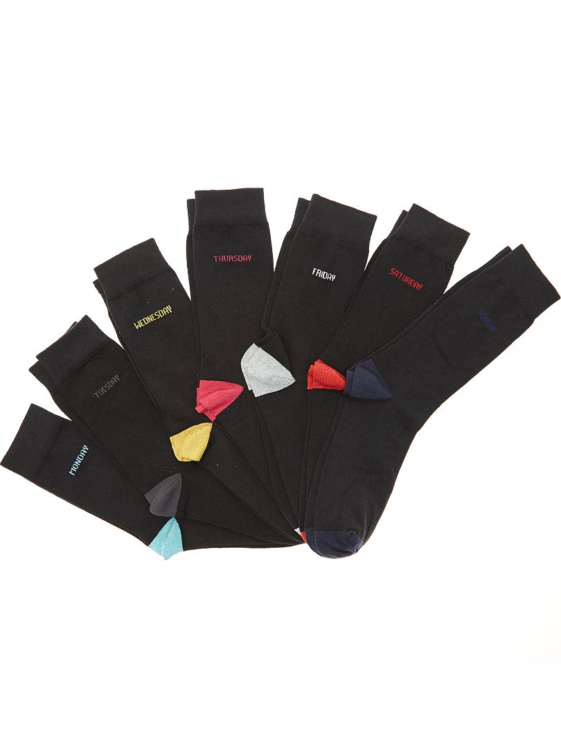 Pack de 7 pares de calcetines semanal negro - Kiabi