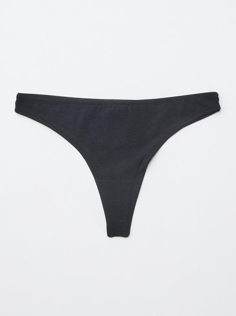 Pack de 7 tangas negros Negro - Kiabi