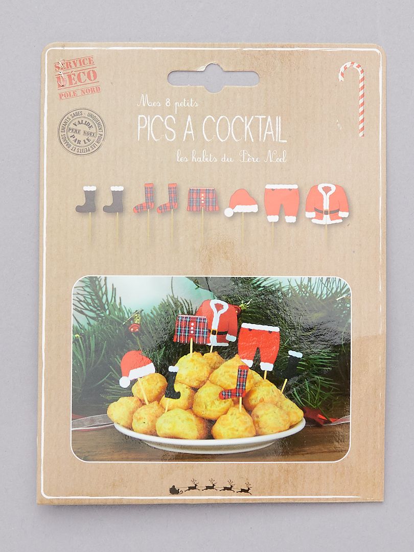 Pack de 8 decoraciones de cóctel 'Papá Noel' rojo - Kiabi