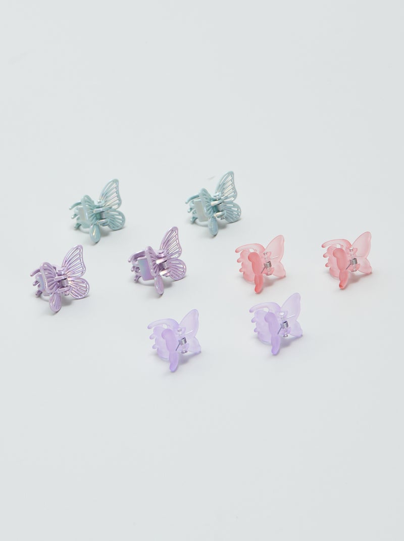 Pack de 8 pinzas de púas mariposa ROSA - Kiabi