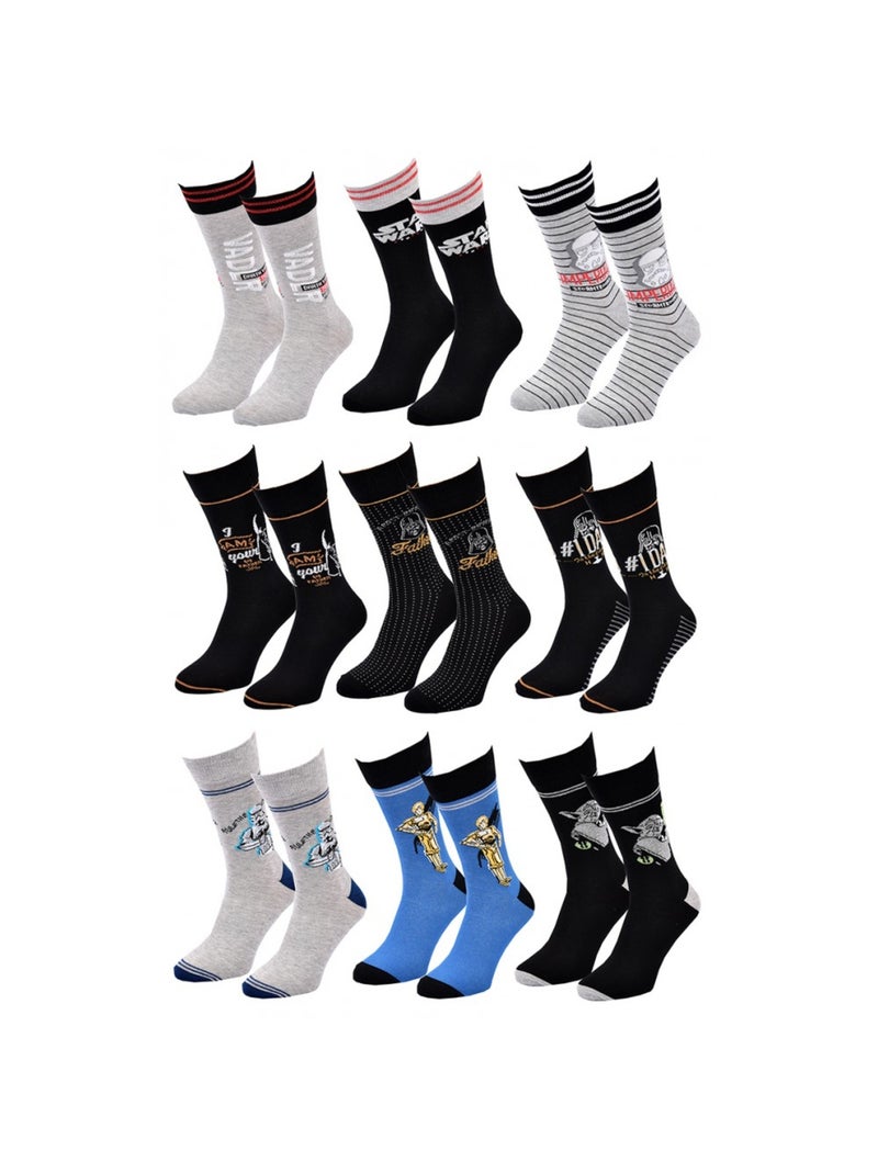 Pack de 9 calcetines hombre LICENCE Gris amarillo azul - Kiabi