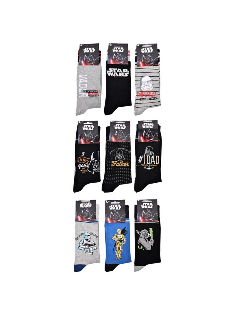 Pack de 9 calcetines hombre LICENCE Gris amarillo azul - Kiabi