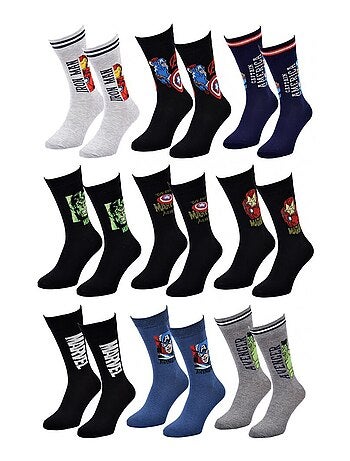 Pack de 9 Calcetines Hombre MARVEL AVENGERS