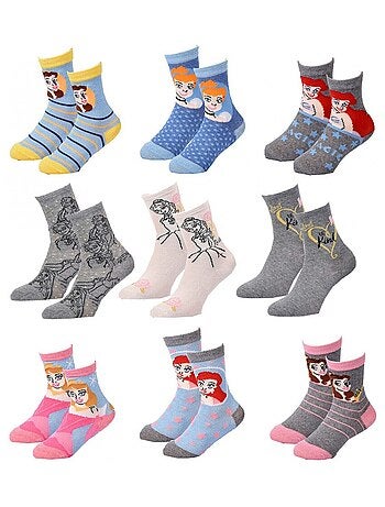Pack de 9 calcetines niña PRINCESAS DISNEY