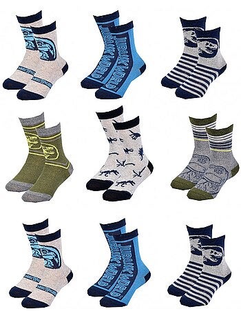 Pack de 9 calcetines niño JURASSIC WORLD fantasía surtido