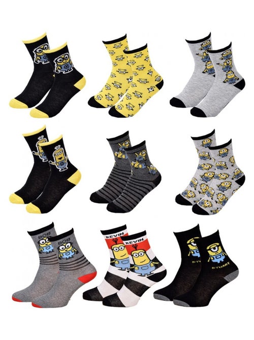 Pack de 9 calcetines niño LES MINIONS - Kiabi Pack de 9 calcetines niño LES MINIONS - Kiabi