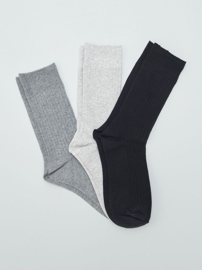 Pack de calcetines altos acanalados  - 3 pares BLANCO - Kiabi