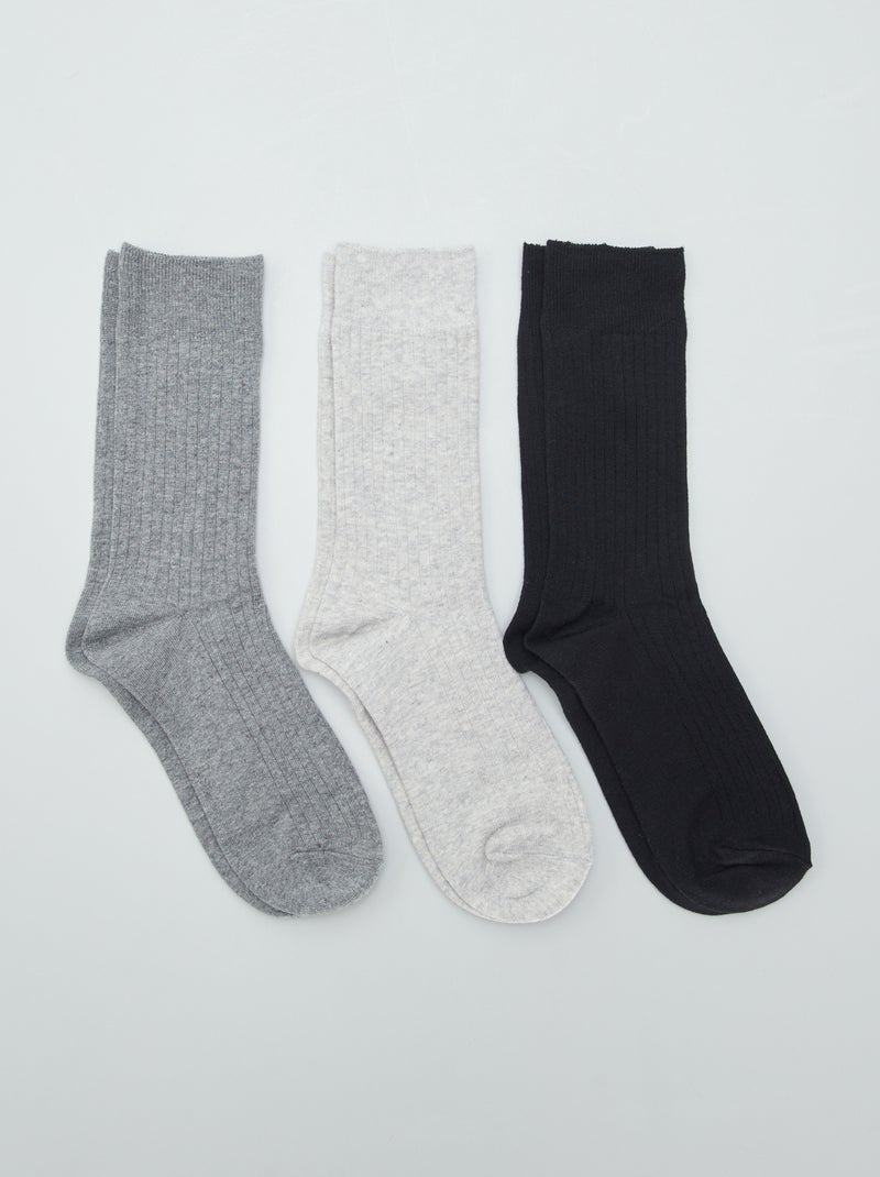 Pack de calcetines altos acanalados  - 3 pares BLANCO - Kiabi