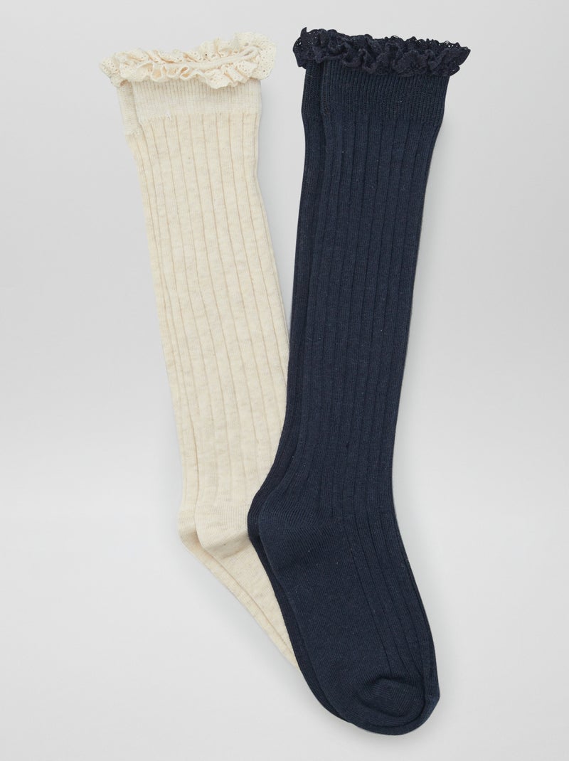 Pack de calcetines altos acanalados BEIGE - Kiabi