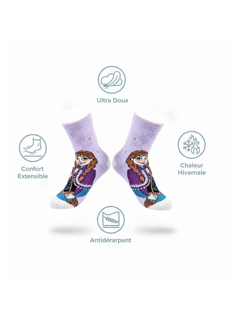Pack de Calcetines Antideslizantes Niña DISNEY - LA REINA DE LAS NIEVES (Pack de 4) Blanco Malva - Kiabi