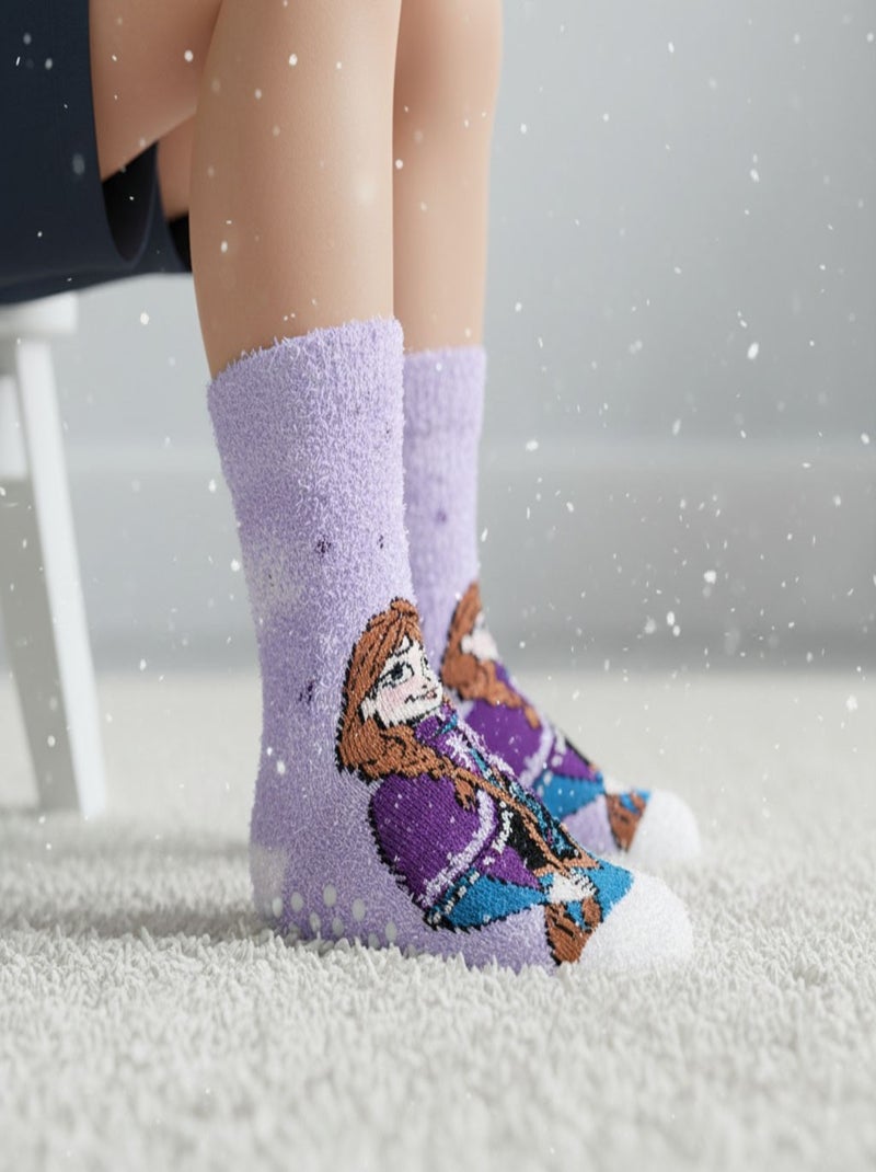 Pack de Calcetines Antideslizantes Niña DISNEY - LA REINA DE LAS NIEVES (Pack de 4) Blanco Malva - Kiabi