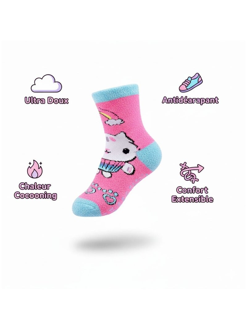 Pack de Calcetines Antideslizantes Niña GABBY'S (Pack de 4) Azul Rosa - Kiabi
